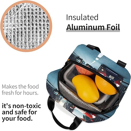 Miniatura 4 de Lonchera de trabajo, bolsa de almuerzo roja para automóvil y bicicleta, para mujeres y hombres, contenedor de almuerzo aislado reutilizable de gran