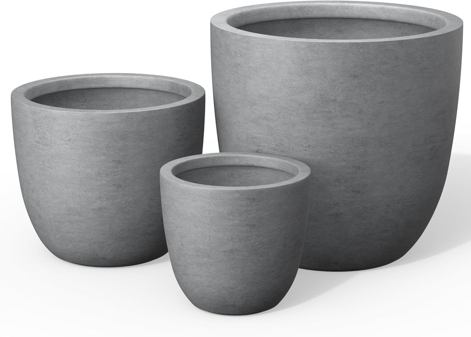 Kante Round Concrete Planter, Large Outdoor Indoor Garden Pots with Drainage Hole, 10-Inch Diameter Flower Pots for Patio, Garden and Home, Charcoal