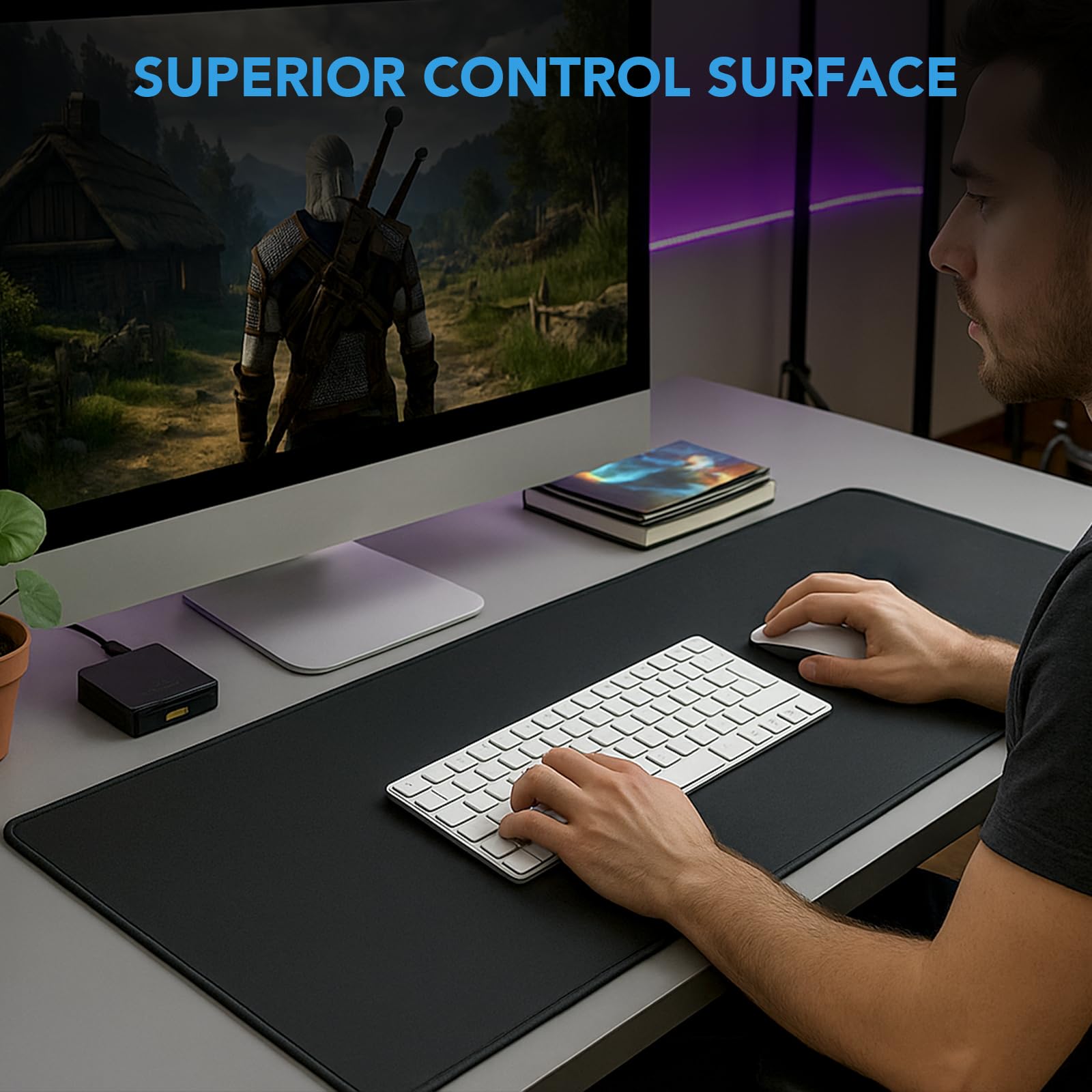Alfombrilla de Mouse Grande para Juegos con Base de Goma Antideslizante, Alfombrilla de Mouse de Escritorio Extra Grande Impermeable con Bordes cosidos, Alfombrilla Larga XXL para Teclado de
