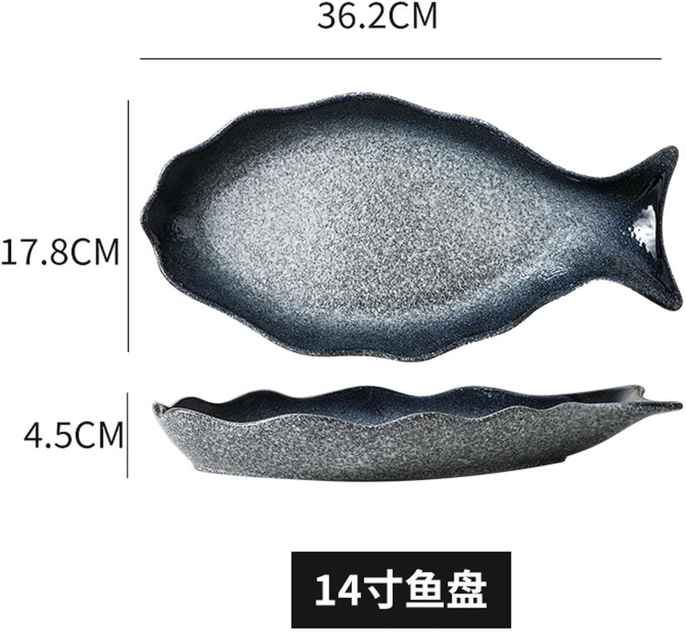 Ceramic creative steamed fish plate Simple household large fish plate-Lan Yun