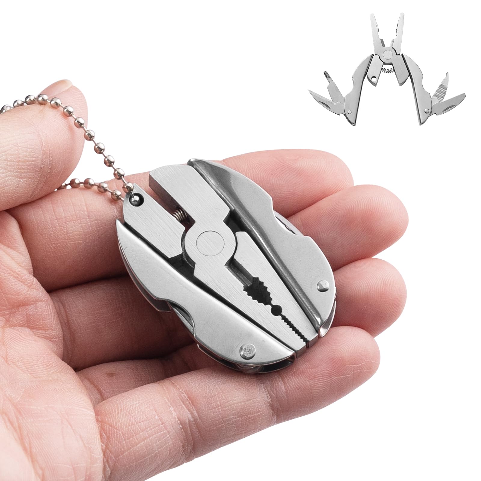 XXV Multifunctional Stainless Steel Pliers, Small Wrench Keychain Multitool Compact 5-in-1 Multipurpose Pliers Tool Kit for Camping,Auto,Outdoor