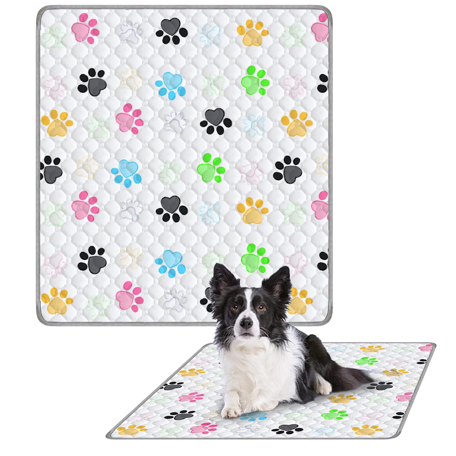 Lot de 2 tapis hygiéniques lavables pour chiens, super absorbants, réutilisables pour l'apprentissage de la propreté, le sol, le canapé, le lit et la cage, 80 x 90 cm