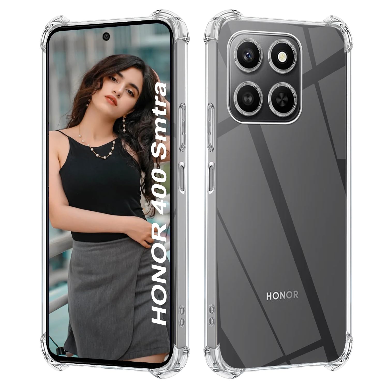 Housse Transparente Avec Lanière Pour Honor 400 Smart 5G – Protection Silicone + Cordon Détachable Vert