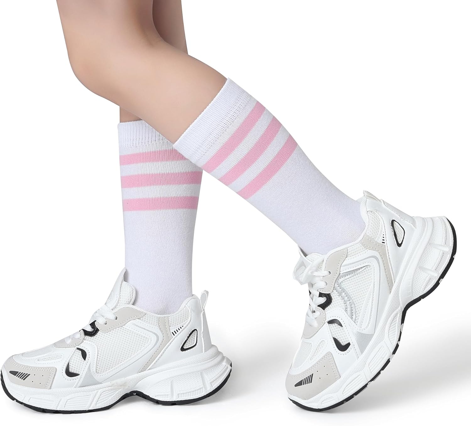 Pareberry Boys Girls Over the Calf Striped Tube Socks Cotton Soft Retro Athletics Socks for Kids Age 4-9 - Image 3