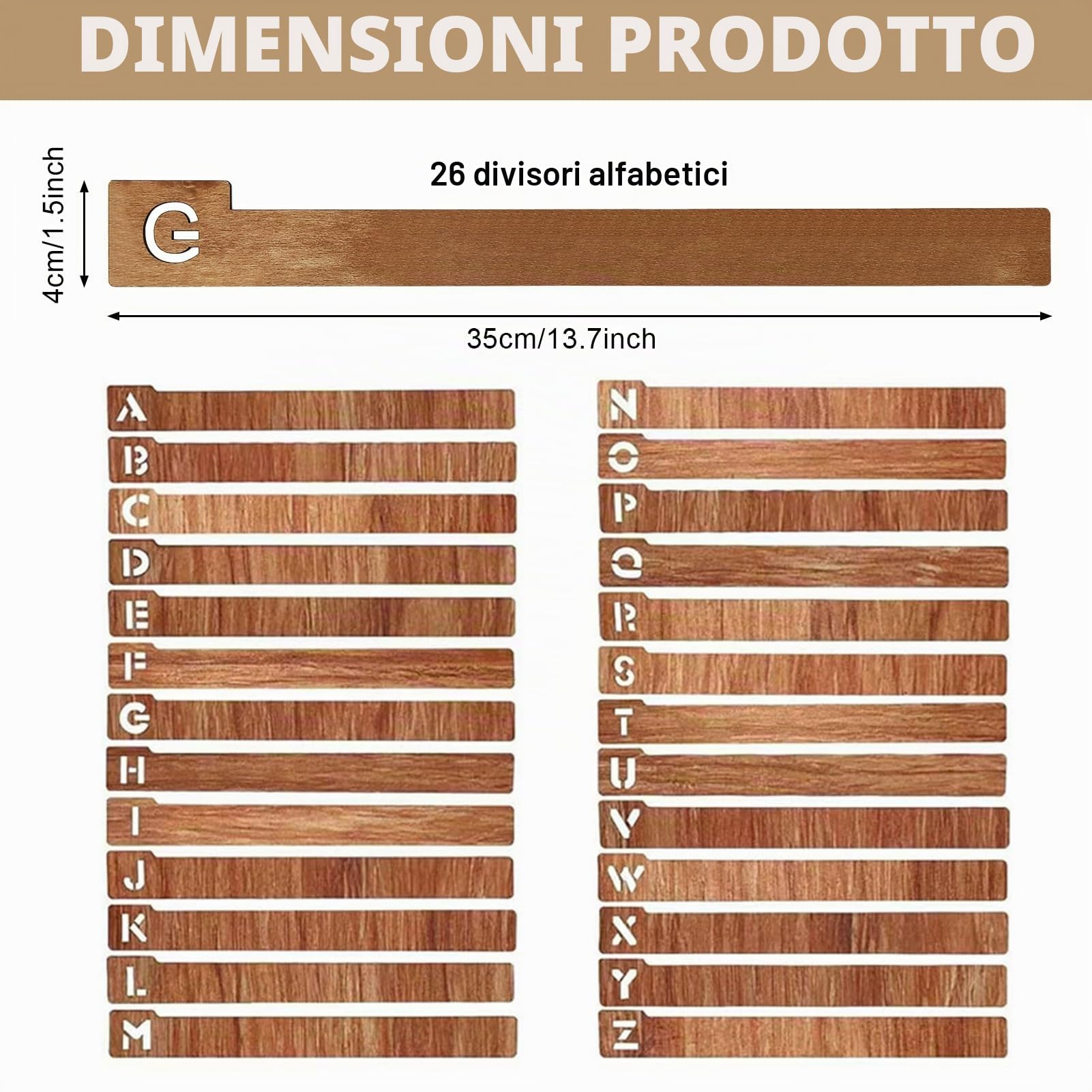 Bocguy 26 Pcs Separatori di Dischi in Vinile, Divisori per Dischi, A alla Z 26 Alfabetico, divisori per Dischi in Legno, Separatori per Alfabeti, CD, DVD, Media e Libri, 36 x 4 cm
