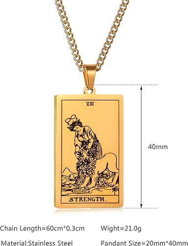 Miniatura 2 de KHZBS Tarot Colgante Collar Personalidad Retro Hombres Cuadrado Cadena Cubana Regalo de Cumpleaños Regalo de San Valentín Tres Colores En Una Caja