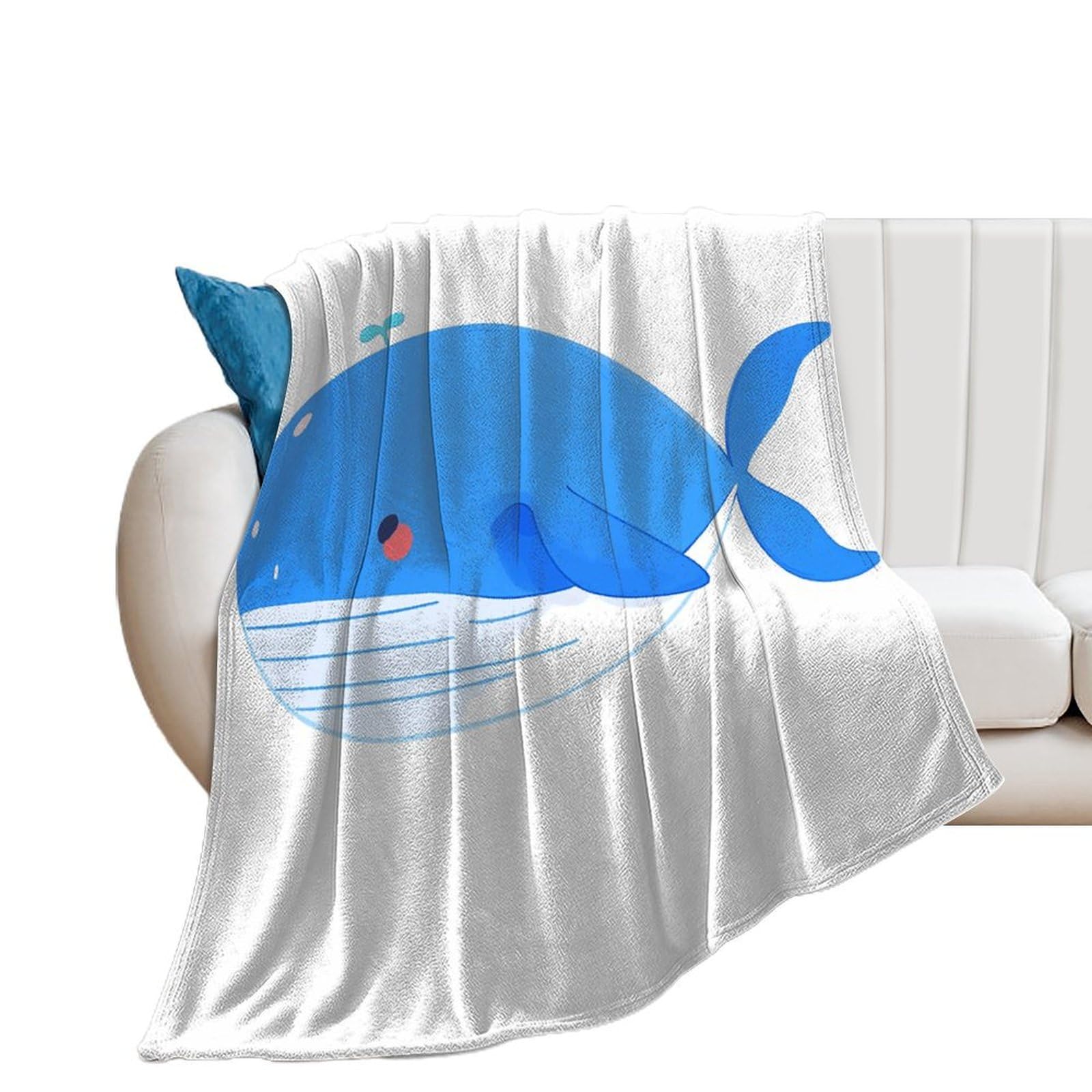 Couverture douce motif baleine bleue et cœur, un cocon de tendresse et de réconfort absolu