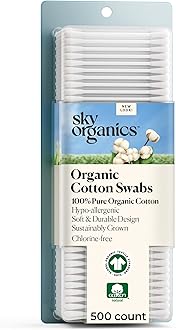 Cotton Swabs Organic by Sky Organics (Large pack of 500 ct.) Natural Cotton Buds, Cruelty-Free Cotton Swabs, Biodegradable, All Natural Cotton Swabs, Chlorine-Free Hypoallergenic Cotton Swabs