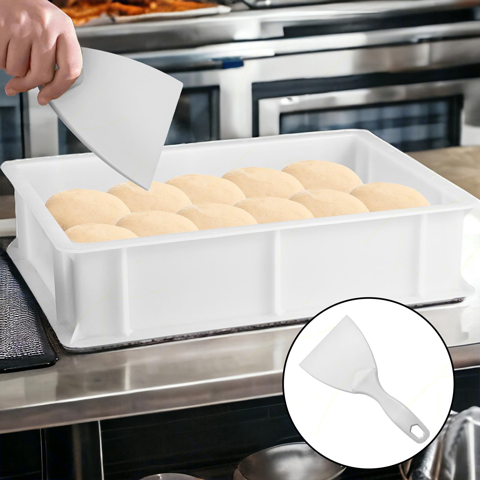 Sicignano Casalinghi Boîte de service pour pâtes avec couvercle et spatule, fond et parois fermées, capacité 10 litres, empilable, blanc, polyéthylène alimentaire, lavable au lave-vaisselle