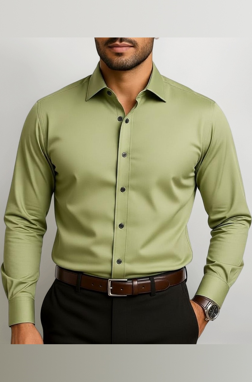 Men's Classic Long Sleeve Button-Down Shirt, Regular Fit, Casual Wear