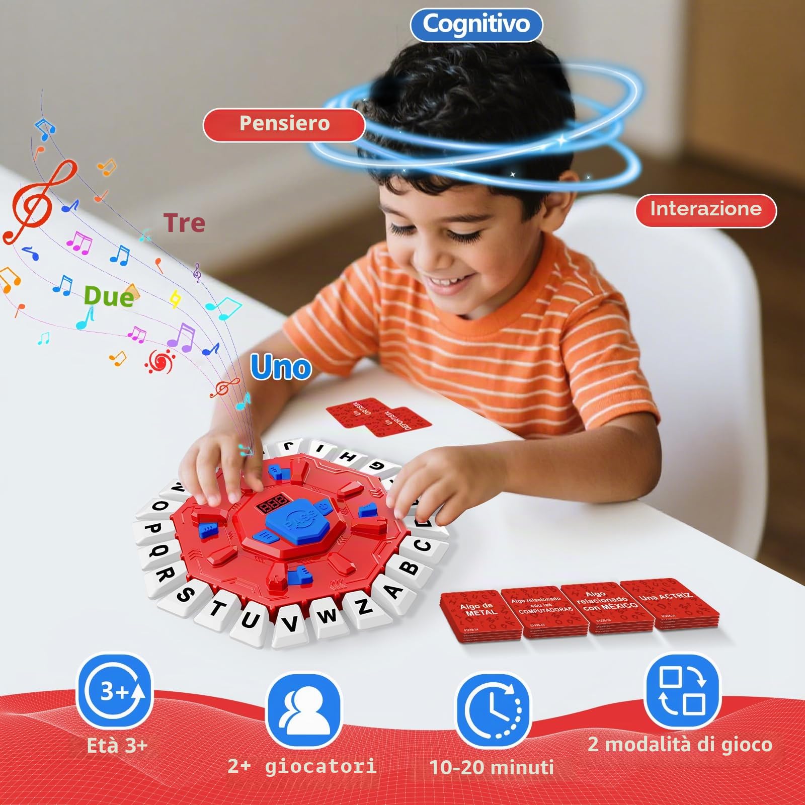 Resflycheng Juego de Mesa en Español con Pantalla Digital y 2 Modos de Juego, 35 Tarjetas Doble Cara, Ideal para Fiestas y Aprendizaje Interactivo, Juegos de Mesa para Niños y Adultos