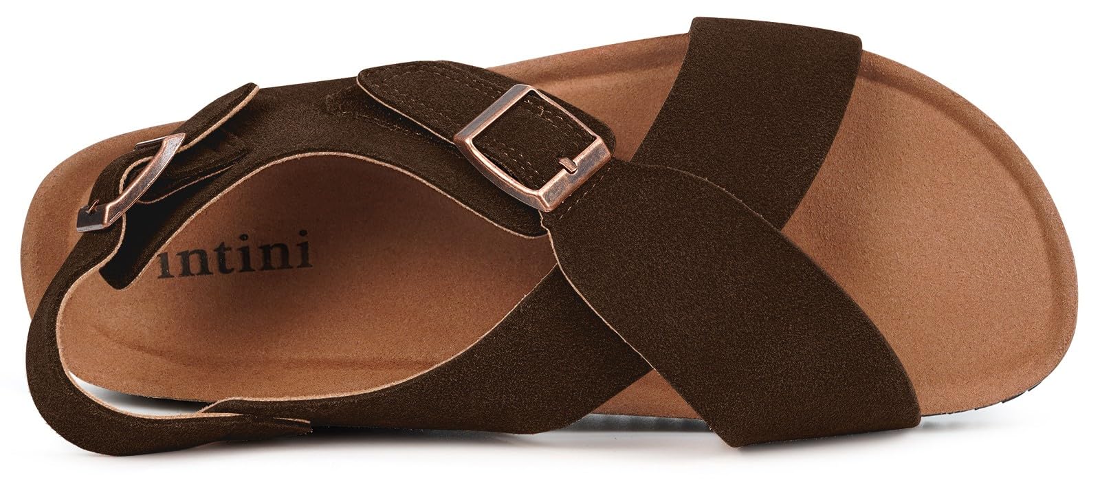 Dokela Sandalen Damen Mit Kork Fußbett Pantoletten aus Leder Sommer