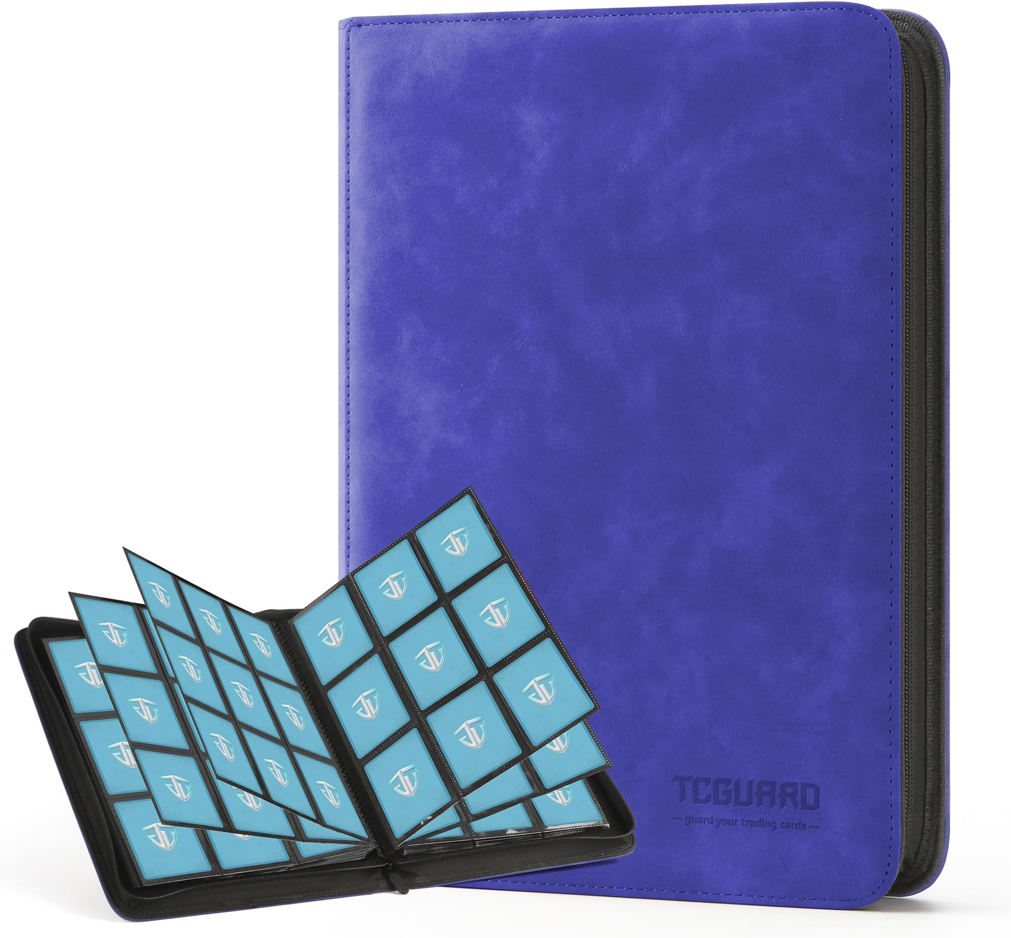Trading Card Binder, 9 Side Loading Pocket Card Album Hold Up to 540 Cards, Zipper Binder for Cards Collection, TCG Card Holder for Game Card, Sports Card, Yugioh, MTG etc. (Blue)