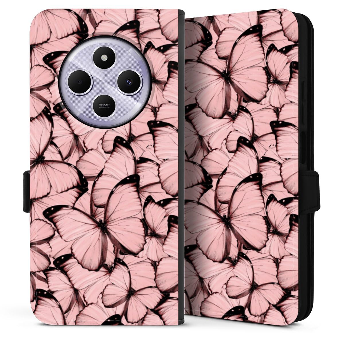 DeinDesign Etui Compatible avec Xiaomi Redmi 14C Etui Folio Etui magnetique Papillon Motifs Animaux