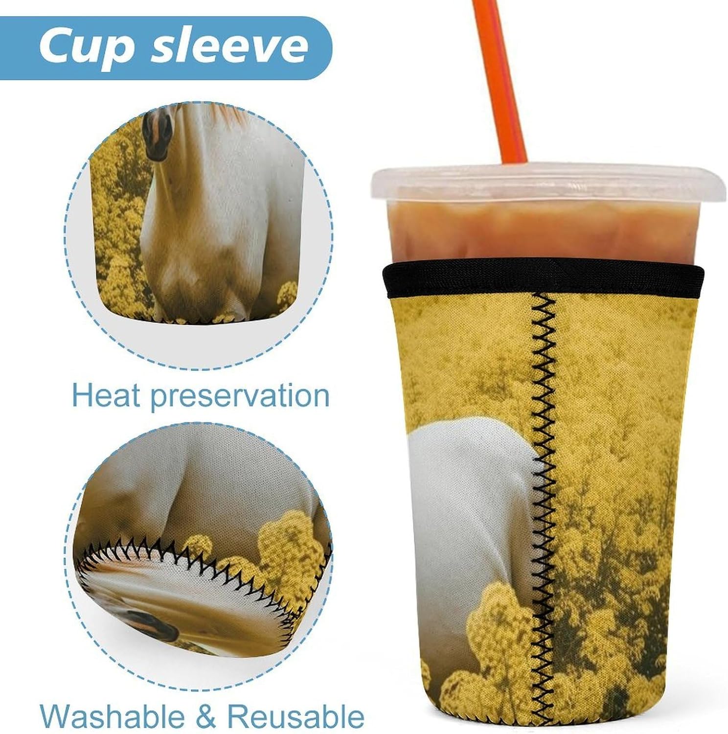 3 Pack Neoprene Cup Sleeves, Stretchy Reusable Drink Cup Cover Universal