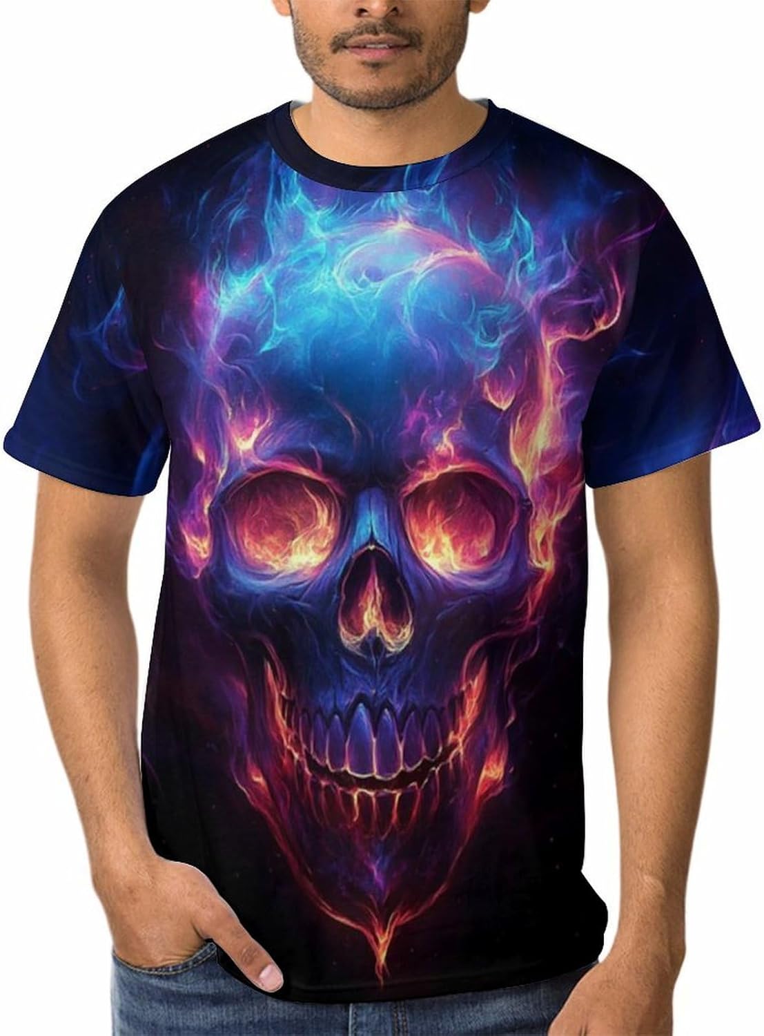 Men's Skull Graphic T-Shirt Summer Short Sleeve Tops - Image 2
