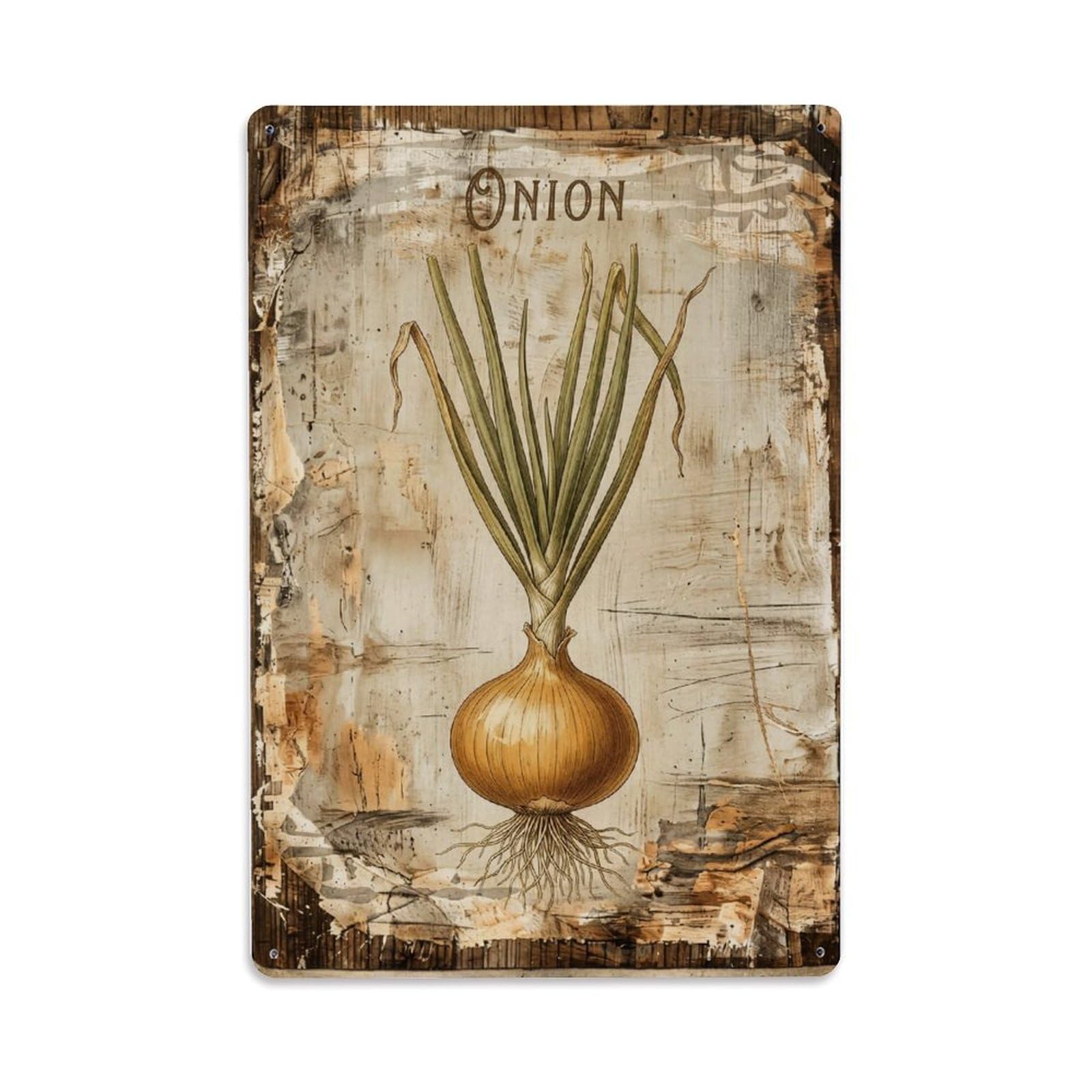 Fqnyr Style Onion Botanical Vintage Metal Tin Sign Plaque Wall Decor For Cafe, Club Bar, Office, Home Garden Metal Poster 8X12inch