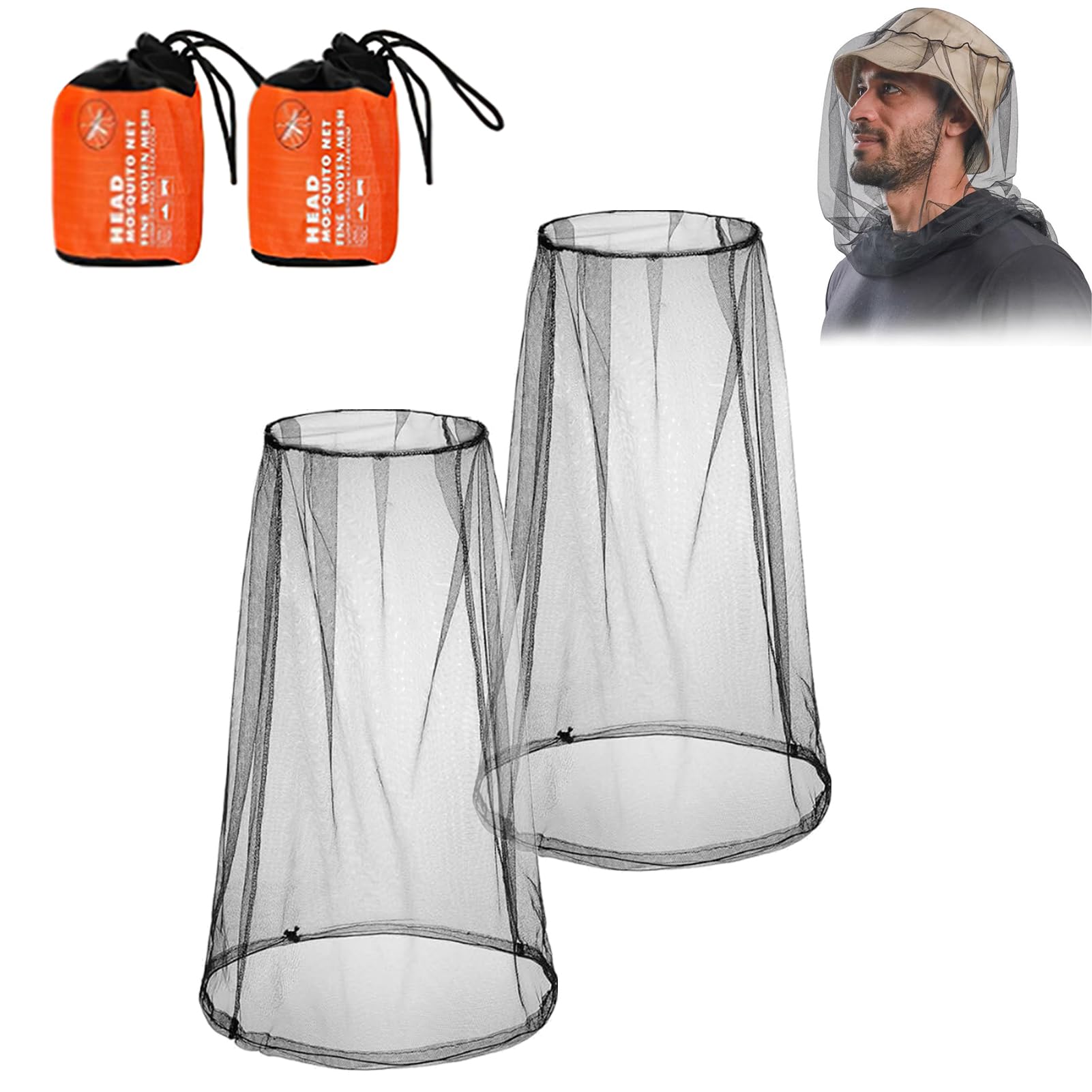 Zanzariera Cappello a Rete 2 Pezzi - Protezione Viso Anti Zanzara e Protezione per Gli Amanti Dell'outdoor Dalle Mosche