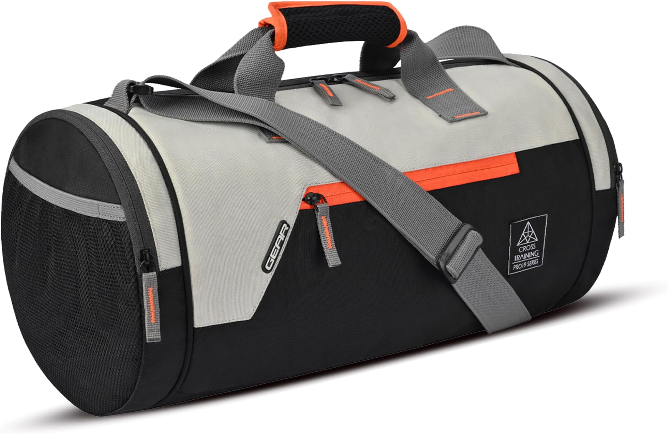 Cross Training 18"/29L Large Water Resistant Duffle Bag | Travel Bag | Gym Bag for Men & Women (Black - Orange)
