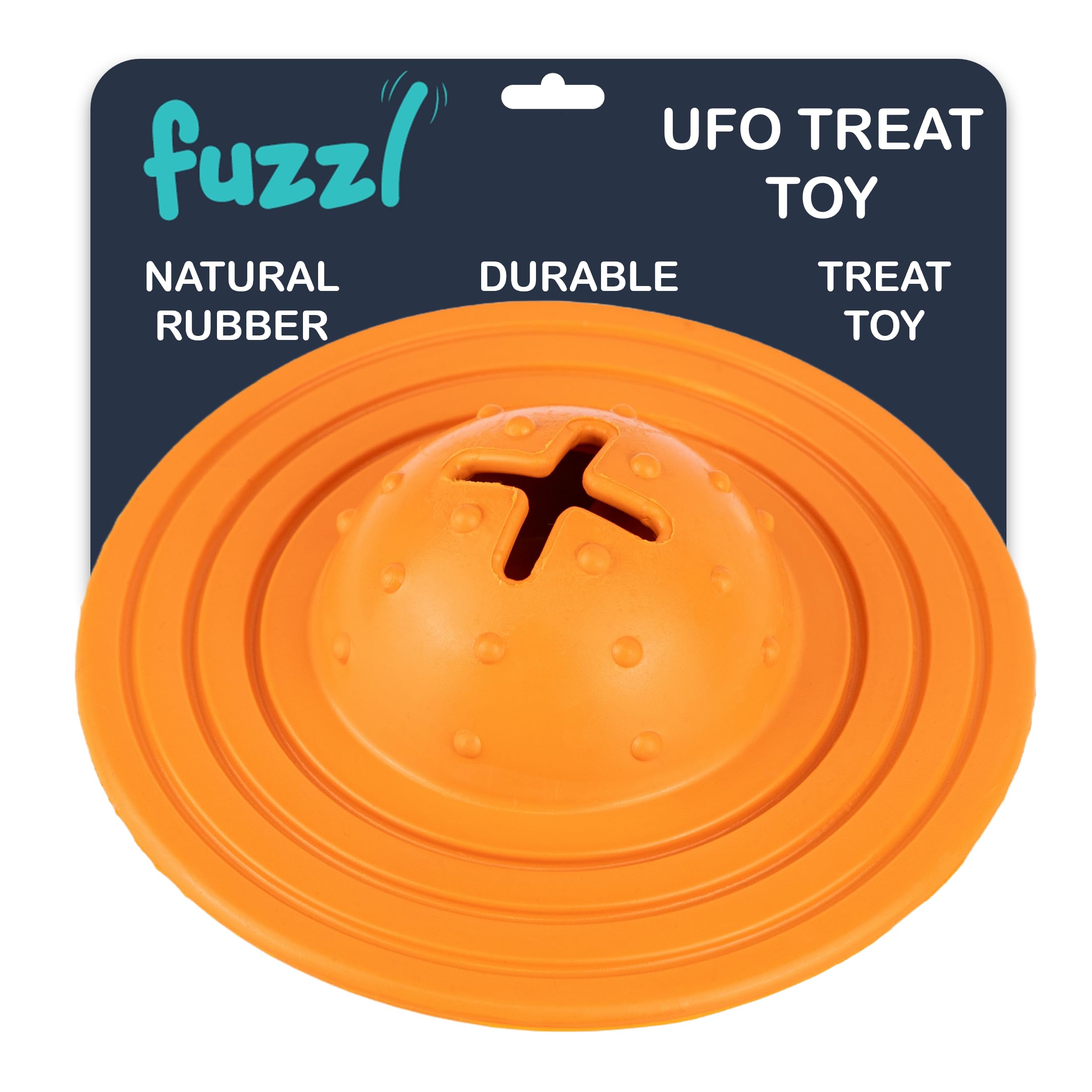 Fuzzl Eco Rubber Chuck & Treat Sky Saucer, Orange - Image 3