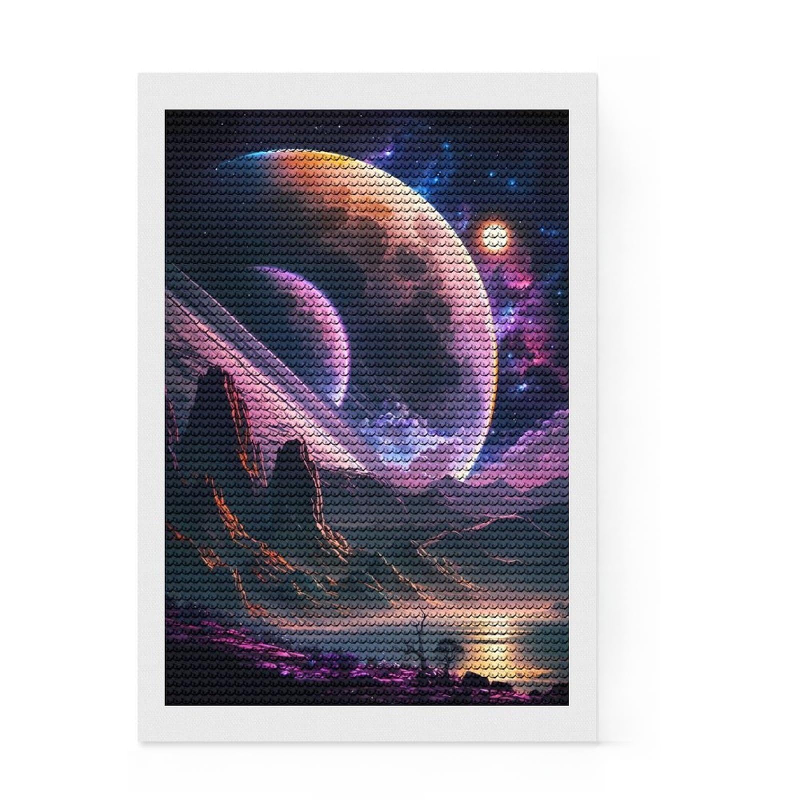 Junmoney New Nature Planet Cosmos Diamond Art Canvas 8"x12", Home Wall Decor, for Craft Lovers, Stress Relief Craft, Holiday Gift Idea