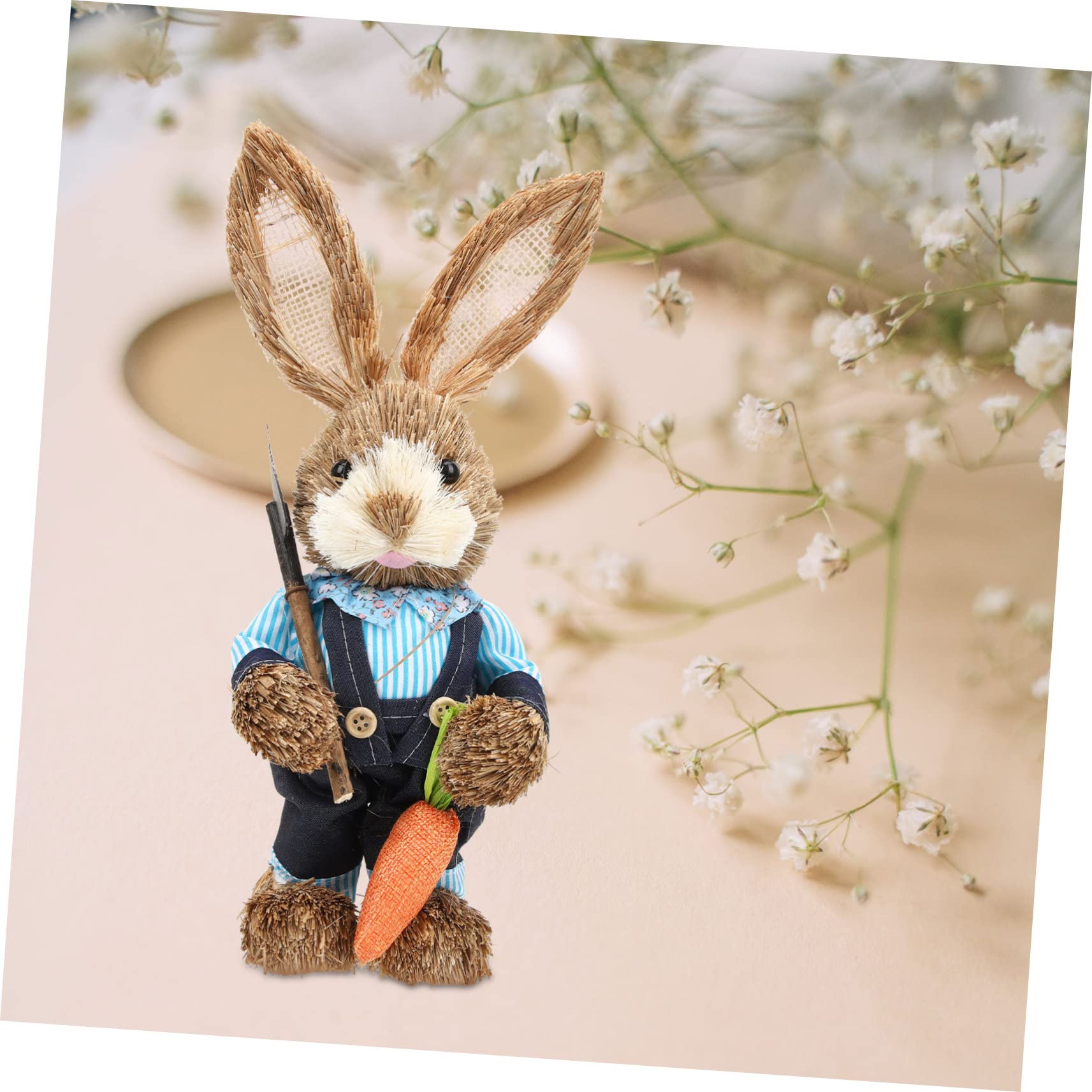 Alipis 2 Pz coniglio di paglia fatto a mano coniglio pasquale easter bunny decorazioni di coniglietti intrecciati statuine di coniglio primaverile decorazioni pasquali statue di conigli