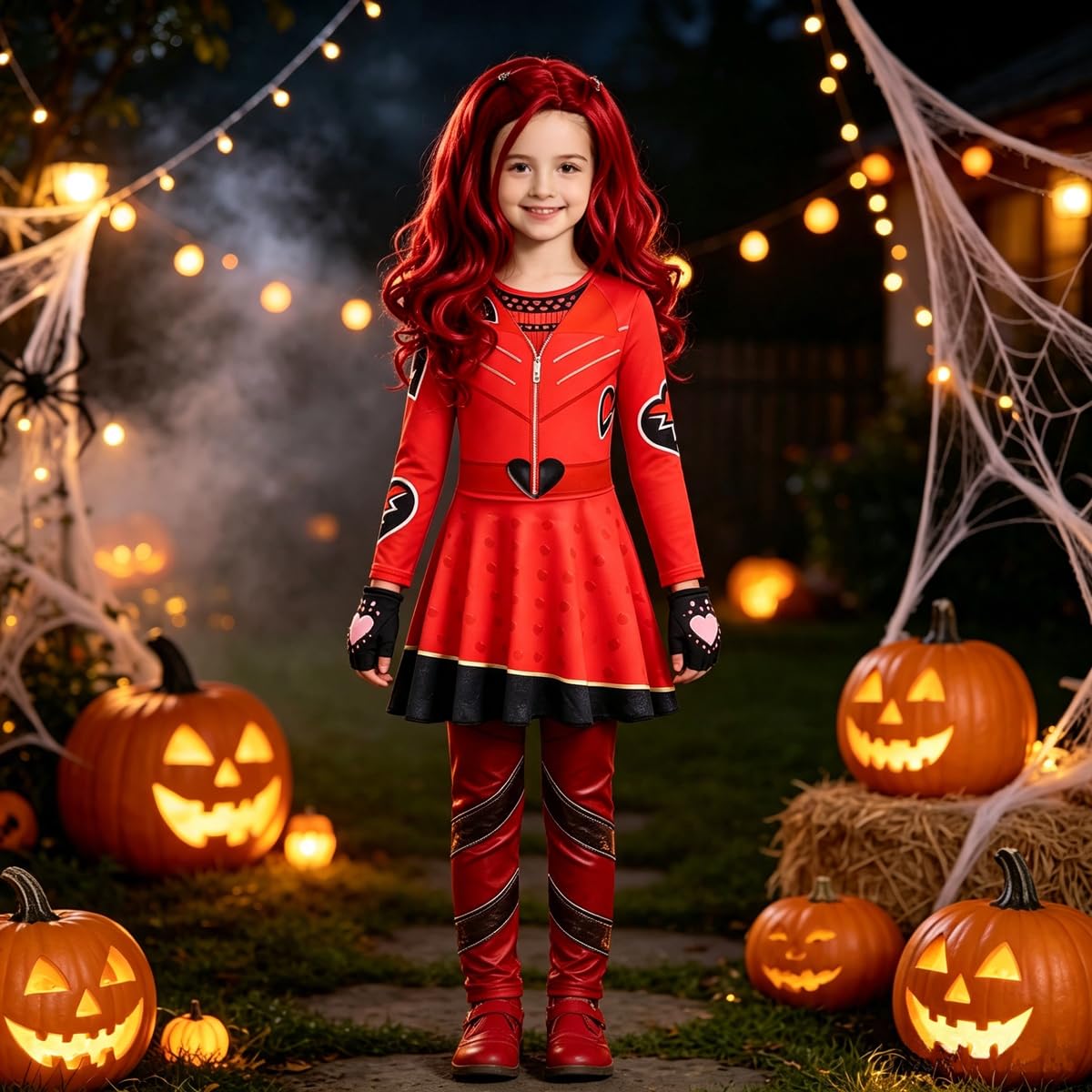 Costume da bambina con parrucca 3D per Halloween