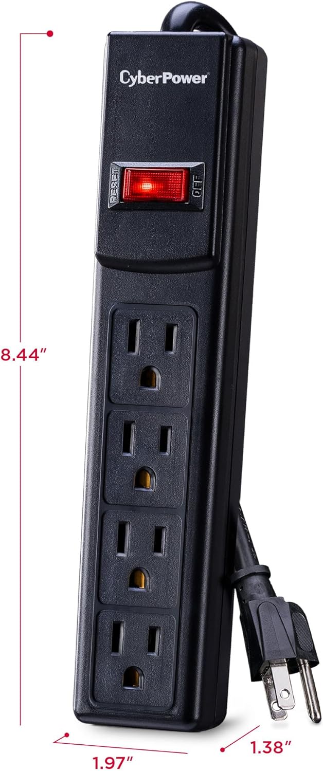 CyberPower CSB404MP6 Surge Protector with dimensions