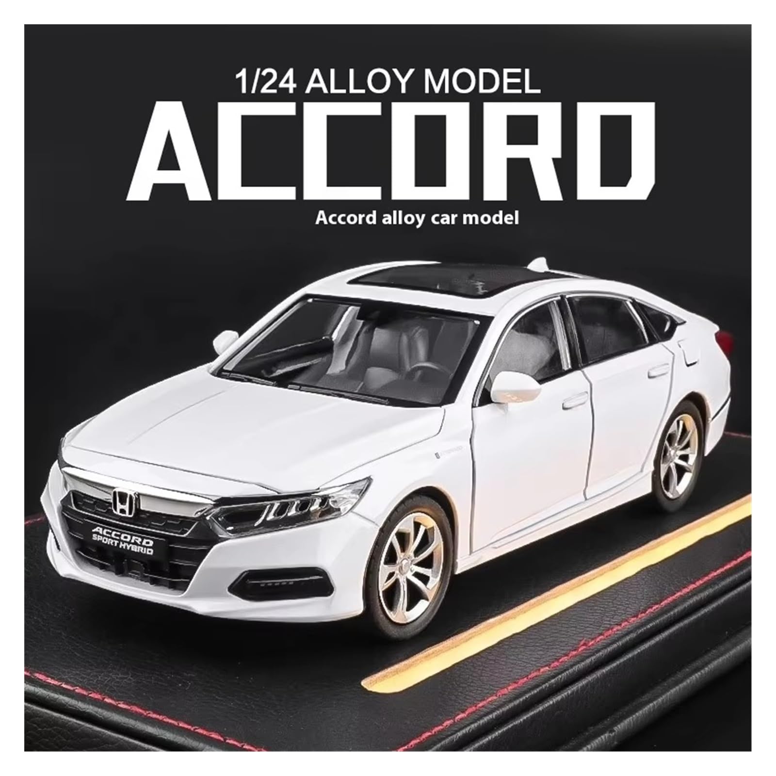 1:24 Per Accord Lega Metallo Pressofuso Modello Di Auto Collezionabile Hobby Decorazione Regalo(Black,With box)