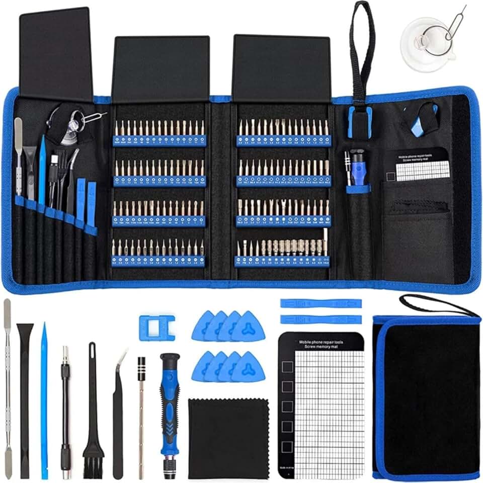 GEKKO Kit de Chaves Magnéticas Profissionais 142 Pcs Jogo de Ferramentas de Precisão para Celular, Notebook, PC, Console, iPhone e Android Com Pinça, Eixo Flexível, Palhetas, Ventosa e Chaves de Fenda