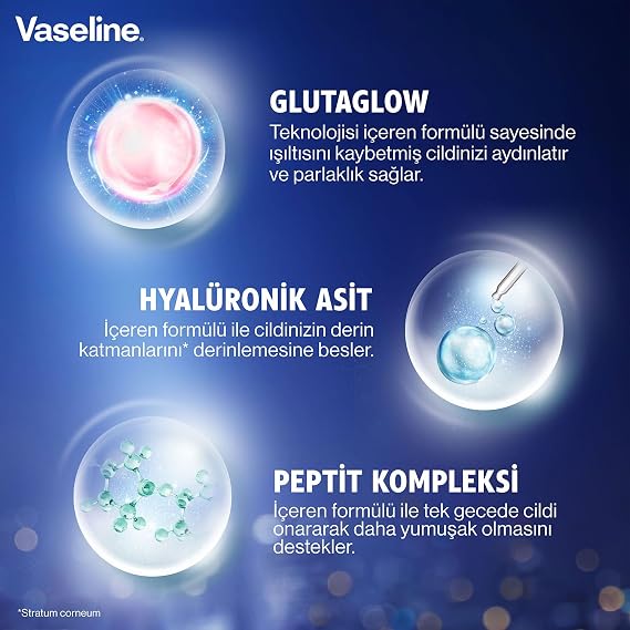 Vaseline Gluta Hya Serum Etkili Gece Losyonu Yoğun Nemlendirici 200 ml
