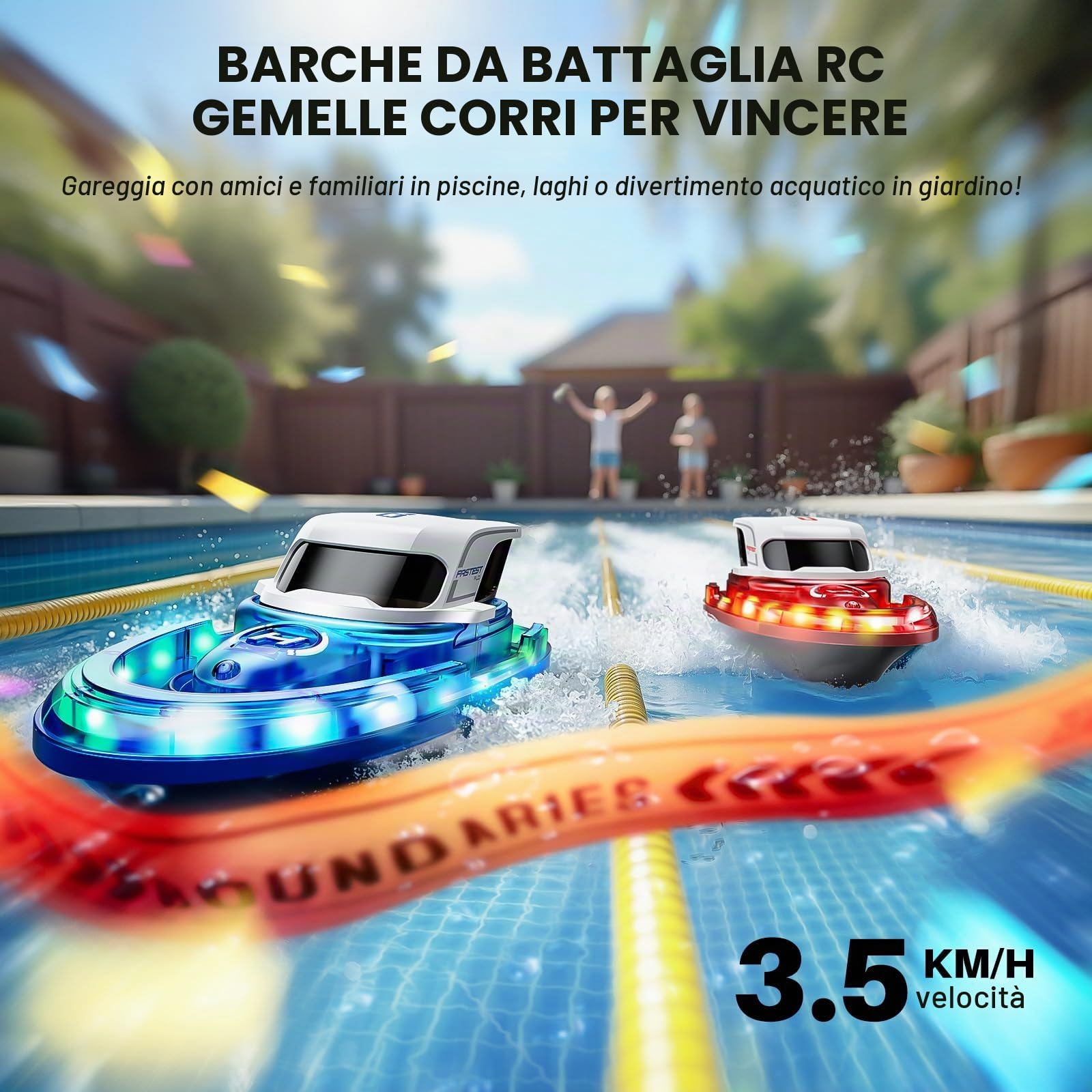 SYMA Barca telecomandata per bambini dagli 8 ai 12 anni, barche da corsa RC con LED e spray d'acqua, 20 minuti per barca, 40 minuti in totale, giocattolo per piscina e lago, regalo per ragazzi e