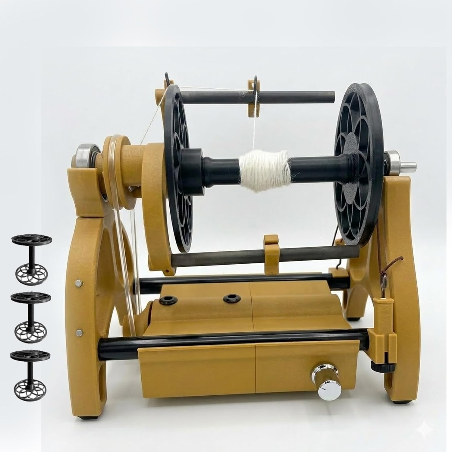 12v Professional Yarn Spinning Wheel Kit, 800rpm Adjustable Speed Electric Spinning Wheel with 3 X 4 Oz Spools, Forward/Reverse Switching, for Wool, Fiber and Other Weaving