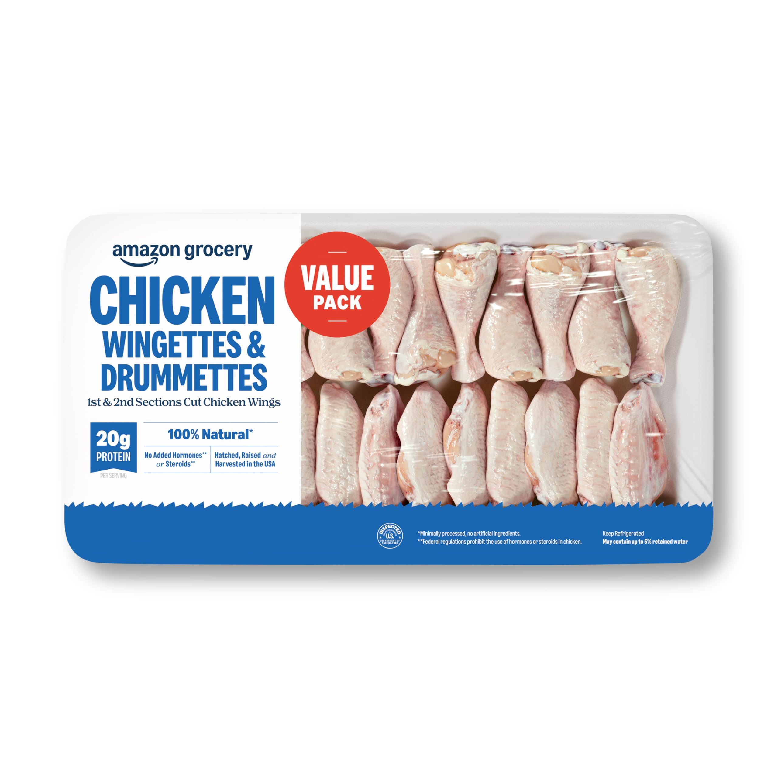 Amazon Grocery Chicken Wingettes Drummettes Value Pack 100 Natural Weight Varies