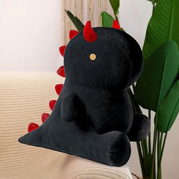 shownicer Plush Toy Dinosaur Cuddly Toy Kawaii Dino Plush Cushion Toy Plush Dinosaur Throw Cushion Cuddly Toy Gift for Children Girls 12+ Years (Black 45 cm)