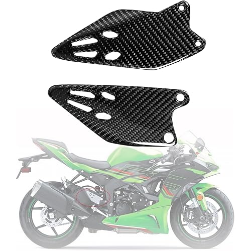 Real Carbon Fiber Heel Guard Foot Peg Wings Compatible With Kawasaki Ninja ZX-6R 2019-2025 Direct-Fit Replacement Lightweight & Durable Motorcycle Accessories