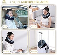 Vista 2 de Almohada para el cuello, cabeza, barbilla, cuello, almohada de apoyo de 360° ajustable, almohada de espuma viscoelástica 100% pura para aviones
