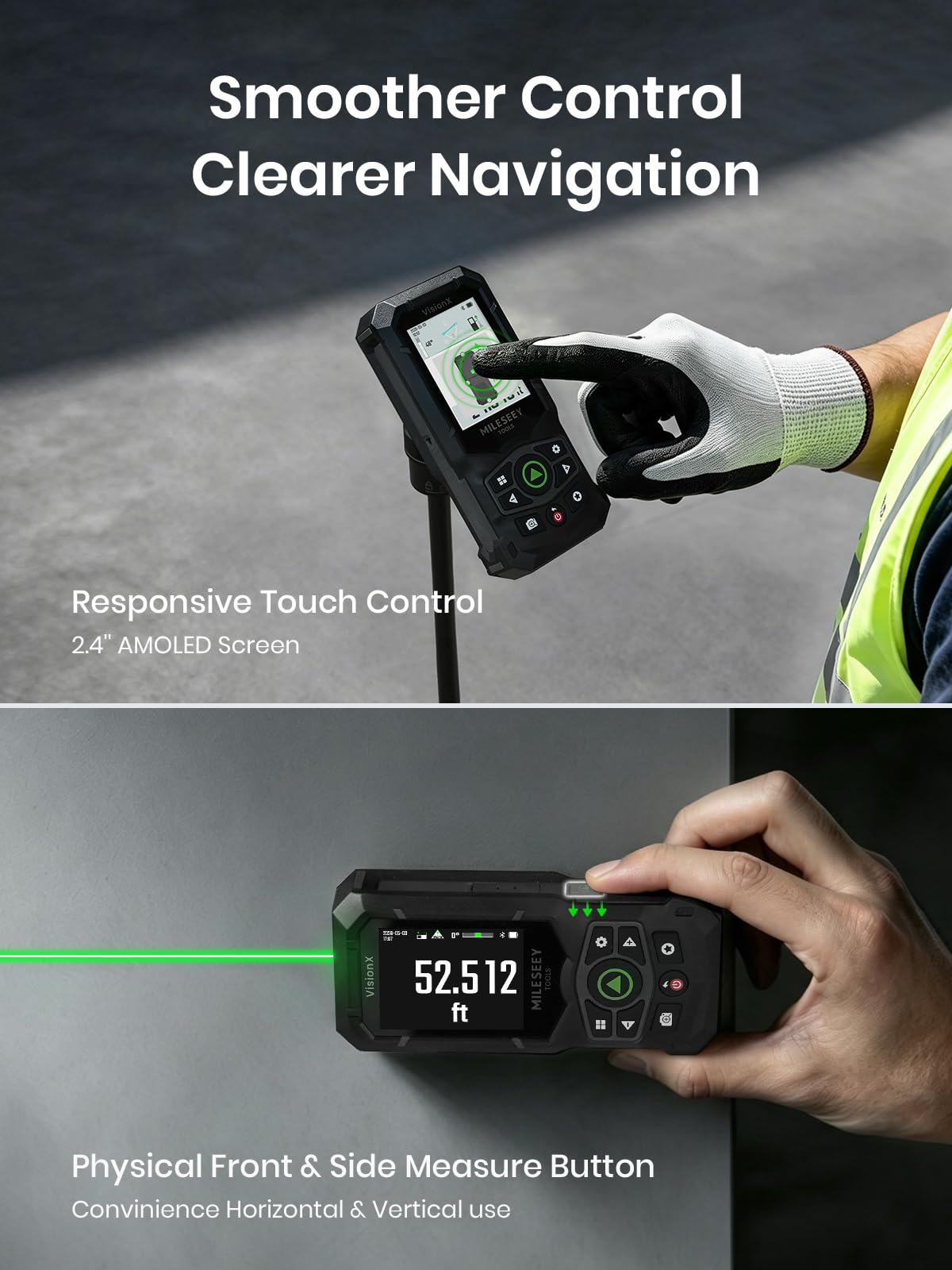 MILESEEY S50C Green Laser Measure with Camera, 8× Digital Zoom, 670ft — Amazon image 9