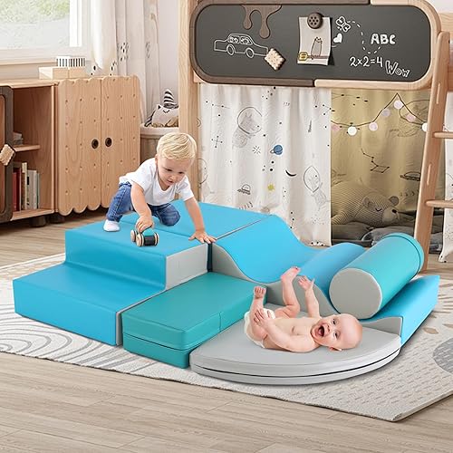 Miniatura 7 de Juego de bloques de escalada de espuma, 6 piezas para niños, juego de actividades de espuma suave, juguetes de escalada para niños pequeños,