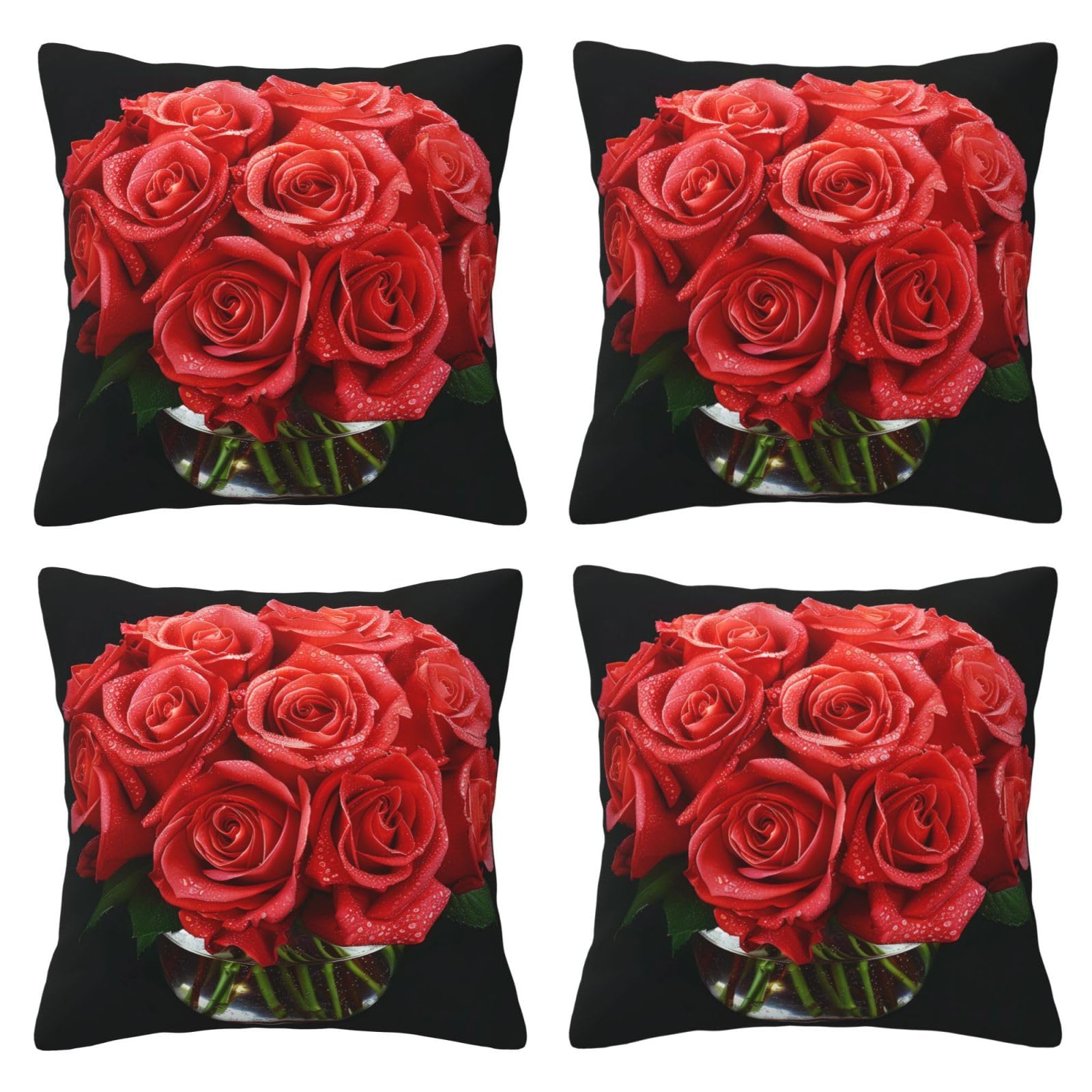 Housses de coussin rose rouge 40x40 cm lot de 4 pour canapé