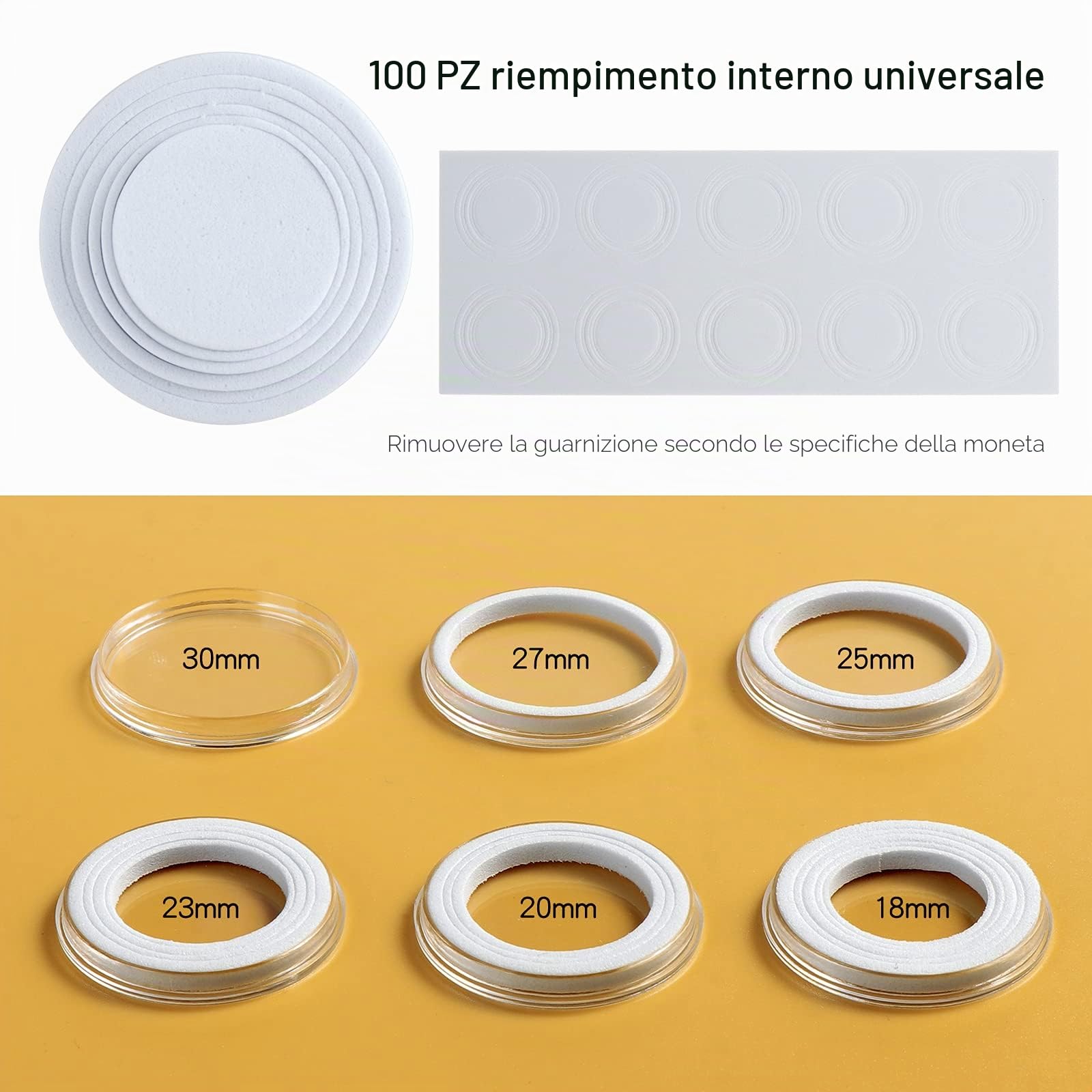 100 Pezzi Scatola Portamonete in Legno, Capsule per Monete, Portamonete in Legno per Collezionisti con Capsule per Monete da 18 mm/20 mm/23 mm/25 mm/27 mm/30 mm