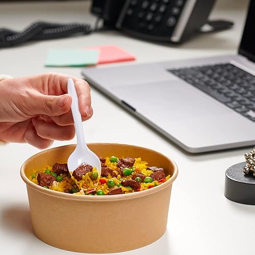 Miniatura 4 de Paquete de 200 cucharas blancas cubiertos de plástico desechables utensilios de cocina compostable picnic oficina hogar cubiertos a granel