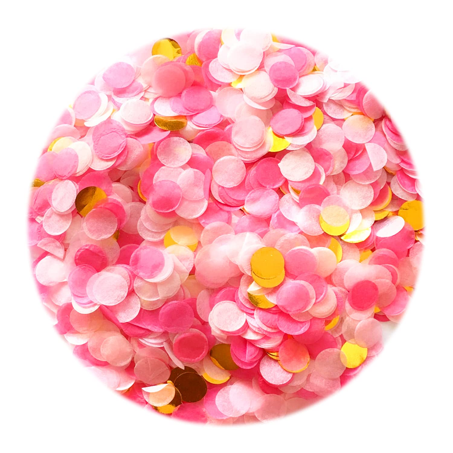 NINVVS 6000 pcs Confetti, Round Tissue Paper Table Decor Confetti, Multicolor Confetti, Tissue Paper, Party, Wedding, Gift Box, Holiday Party Decorations (White, Pink, Rose Red, Gold),2.5cm