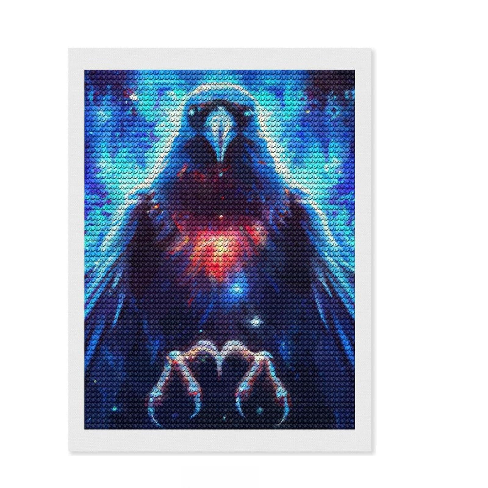 Junmoney Magic Raven Diamond Painting Canvas Set 12"x16", Pleasing Wall Art Project, Creative Leisure Activity, Bedroom Decor