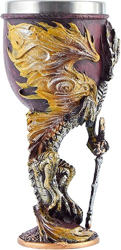 Miniatura 10 de Cáliz de dragón plateado, cáliz medieval de acero inoxidable de mazmorras y dragones. Regalo de dragón coleccionable