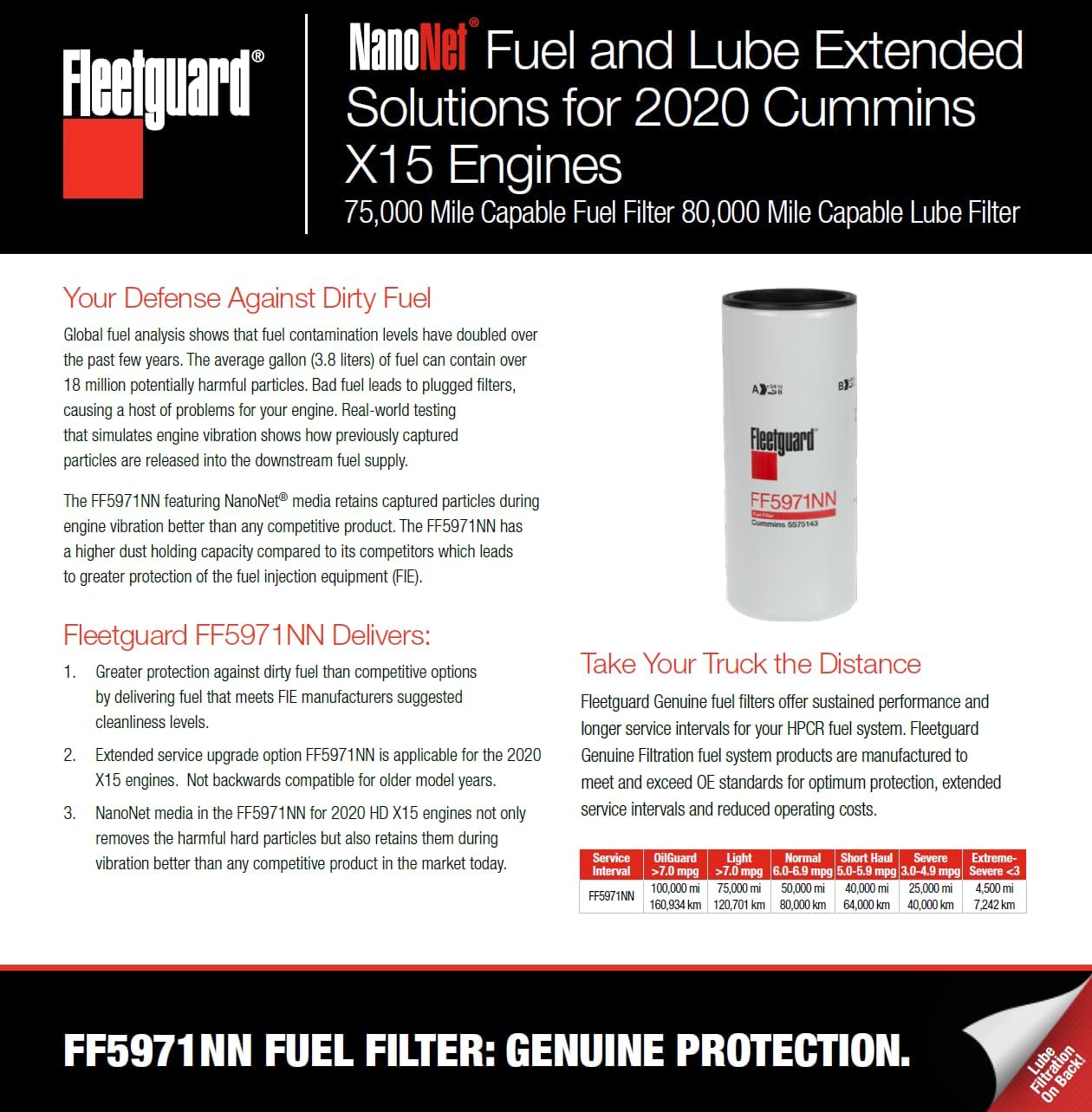 FF5971NN Fleetguard Fuel Filter | Genuine OEM replacement for 2020+ Cummins X15 ISX15 X12 ISX12 | Extended Life upgrade of FF5825NN and FF5776 fuel filters