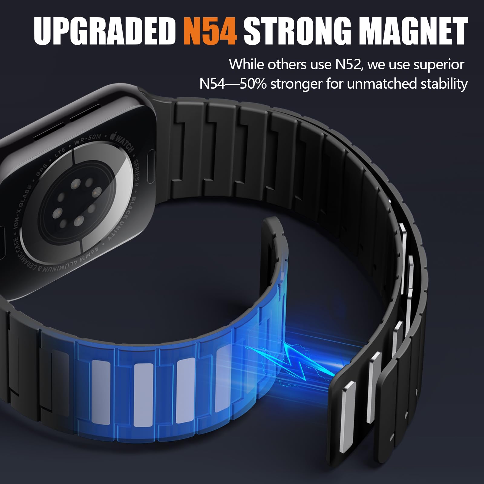 SNBLK Magnetisches Silikon Armband Kompatibel mit Apple Watch Armband 44mm 45mm 46mm 49mm 42mm 41mm 40mm 38mm, Starkmagnet Sportarmband für iWatch Series 11 Ultra 3 Ultra 2 SE 10 9 8 7 6 5 4 3 2 1