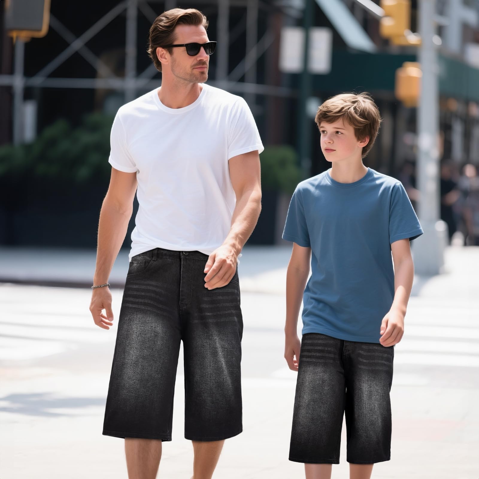 Heyfanee Men's Baggy Summer Jeans Shorts Y2k Loose Fit Relaxed Jorts