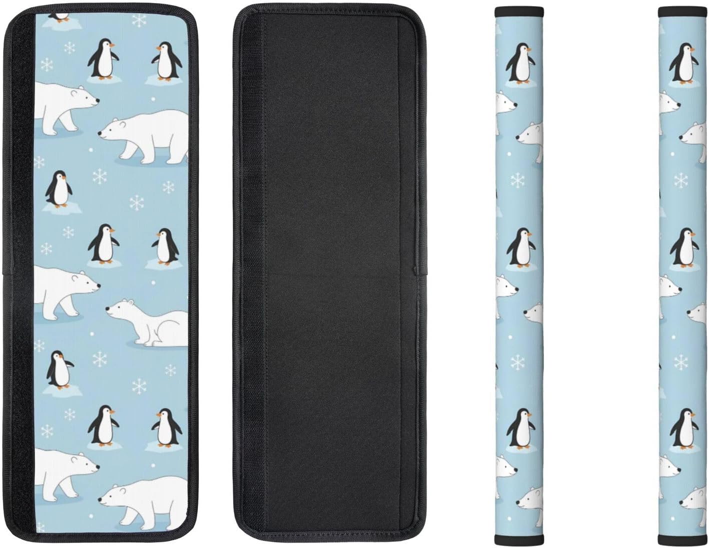 Christmas Refrigerator Handle Covers Polar Bears Penguins Snowflake Blue Fridge Handle Covers Set of 2 Refrigerator Door Handle Covers for Kitchen Decor Door Handle Covers for Oven Dishwasher