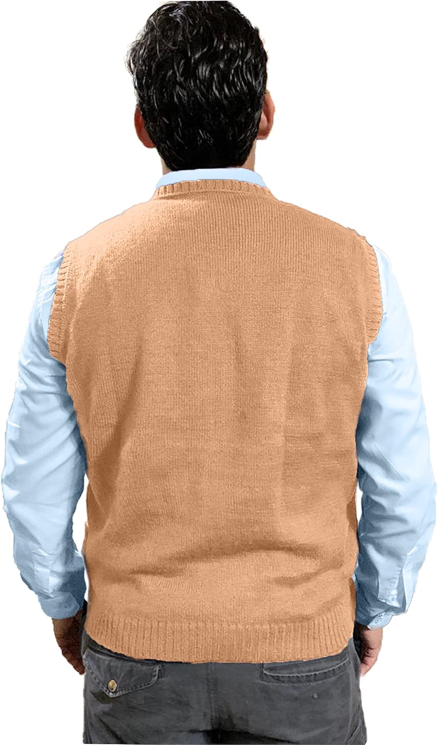 TINKUY Peru Men’s Alpaca Wool V Neck Argyle Cardigan Vest, S-4XL